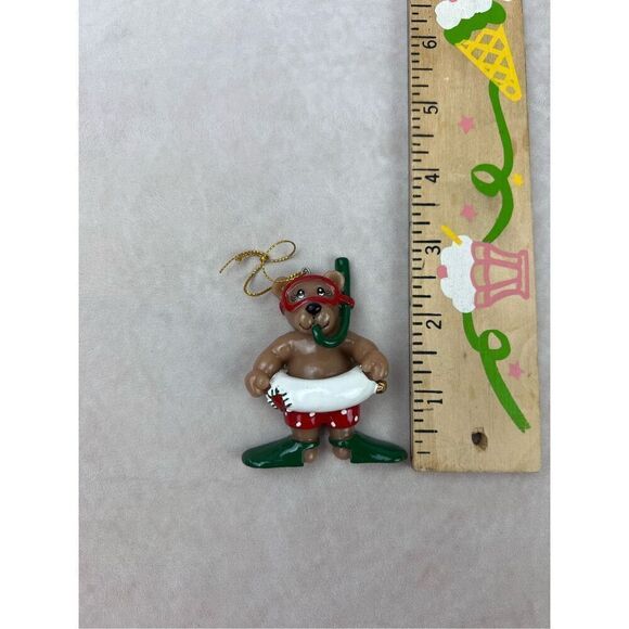 Vintage Hawaiian Ornament By Joseph K Poi People Christmas Snorkeling Teddy Bear - Picture 3 of 4